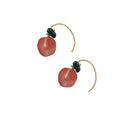 Pink Peach Resin Drop Earrings Green Leaf Gold Hook view 5