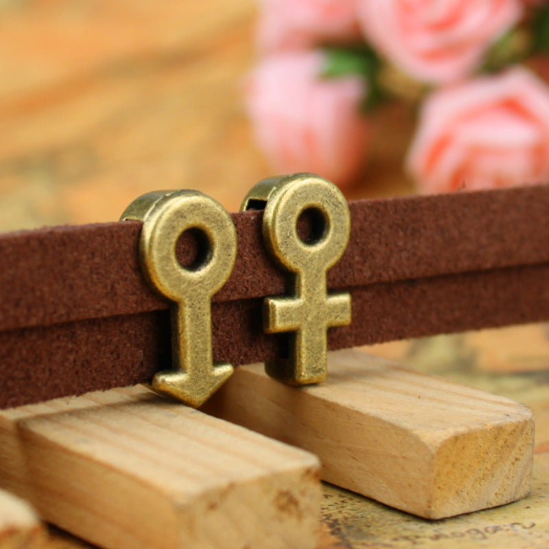 Large Hole Alloy Symbol Bead for Leather Cord 20x10mm