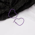 Purple Heart Outline Clip and Pierced Hoop Earrings view 7