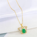 Gold Tone Butterfly, Ginkgo Leaf and Feather Pendant Necklaces view 3