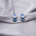 Blue Swirl Double Rounded Square Screw Clip Earrings view 6