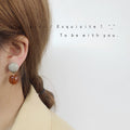 Two Tone Acetate Resin Double Ball Drop Stud Earrings view 2