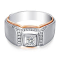 Two Tone Wide Square Center Stone Statement Ring With Polished Clear Stone Detail view 1