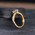 Gold Round CZ Solitaire Twisted Pavé Split Shank Ring view 3