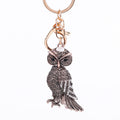 Antique Bronze Owl Keychain Rhinestone Wing Pearl Clasp view 5
