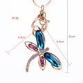 Peacock Blue Dragonfly Keychain Large Crystal Wing Charm view 4