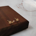 Gold Mini Flower Crystal Stud Earrings Asymmetric Pair view 3