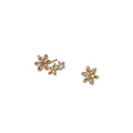 Gold Mini Flower Crystal Stud Earrings Asymmetric Pair view 5