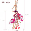 Rhinestone Double Flamingo Love Script Metal Keychain view 4