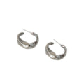 Silver Organic Twisted C Hoop Earrings Irregular Mini Hoops view 5