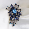 Black Silver Tone Flower Crystal Metal Brooch Pin for Jackets and Lapels view 3