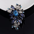 Black Silver Tone Flower Crystal Metal Brooch Pin for Jackets and Lapels view 1