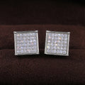 Square Pavé Crystal Cluster Stud Earrings in Silver Tone view 3