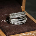 Wide Multi-Strand Cable Ring In Clear And Black Stone Options view 5