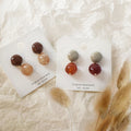 Two Tone Acetate Resin Double Ball Drop Stud Earrings view 1