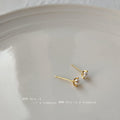 Gold Tone Mini White Pearl Stud Earrings With Long Posts view 3