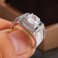 Wide Geometric Round Solitaire Signet Ring In Two Metal Tones view 3