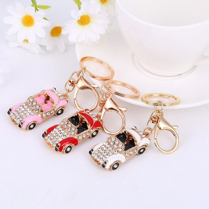 Rhinestone Convertible Car Keychain Gold Clasp Three Colors