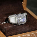 Round Clear Solitaire Octagonal Signet Ring In Silver Tone view 5