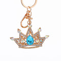 Rhinestone Crown Metal Keychain Gold Tone 4 Gem Colors view 5