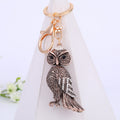 Antique Bronze Owl Keychain Rhinestone Wing Pearl Clasp view 3