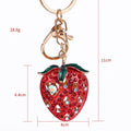 Rhinestone Strawberry Keychain Gold Clasp Red and Pink view 4