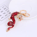 Chinese Dragon Metal Keychain Rhinestone Head 2 Colors view 3