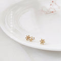 Gold Mini Flower Crystal Stud Earrings Asymmetric Pair view 4