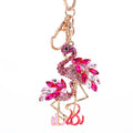 Rhinestone Double Flamingo Love Script Metal Keychain view 5