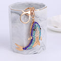 Blue Rhinestone Shark Fish Keychain Gold Clasp Metal Charm view 1