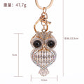 Rhinestone Owl Metal Keychain Gold Tone Clasp Ring 3 Colors view 5