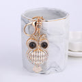 Rhinestone Owl Metal Keychain Gold Tone Clasp Ring 3 Colors view 1