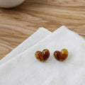 Amber Marbled Translucent Heart Acrylic Stud Earrings view 2