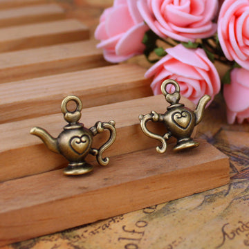 Heart Shaped Magic Lamp Metal Charm in Three Finishes