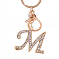 Rhinestone Initial Letter Keychain Gold Tone Letters A-Z Set view 5