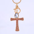 Rhinestone Cross Metal Keychain Gold Tone Clasp 6 Colors view 6