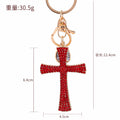 Rhinestone Cross Metal Keychain Gold Tone Clasp 6 Colors view 4