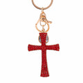 Rhinestone Cross Metal Keychain Gold Tone Clasp 6 Colors view 5