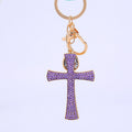 Rhinestone Cross Metal Keychain Gold Tone Clasp 6 Colors view 8