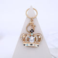 Rhinestone Crown Keychain Gold Clasp Pink Clear Crystal view 2