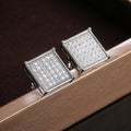 Square Pavé Crystal Cluster Stud Earrings in Silver Tone view 4