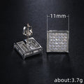 Square Pavé Crystal Cluster Stud Earrings in Silver Tone view 5