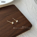 Gold Tone Mini White Pearl Stud Earrings With Long Posts view 6