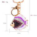Rhinestone Tropical Fish Keychain Gold Clasp Three Colors view 2