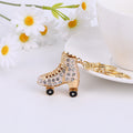 Rhinestone Roller Skate Metal Keychain Gold Tone 3 Colors view 4