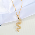 Gold Tone Coiled Snake Pendant Necklace with Textured Scales view 5