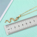 Gold Tone Coiled Snake Pendant Necklace with Textured Scales view 2