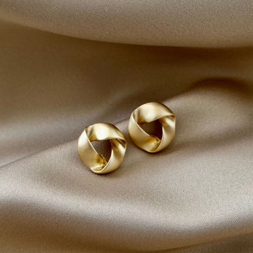 Gold and Silver Crumpled Knot Mini Round Stud Earrings