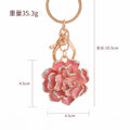 Rose Enamel Rhinestone Keychain Gold Tone Ring Clasp 4 Colors view 4