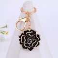 Rose Enamel Rhinestone Keychain Gold Tone Ring Clasp 4 Colors view 6